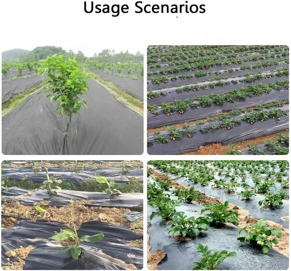 CHALKE Mulch, Agriculture Weeding Mulch, 0.8m Width Thicken 0.01mm Vegetable Greenhouse Strawberry Plastic Film Plants Grow Black (Color : Width 0.8M x 30M)