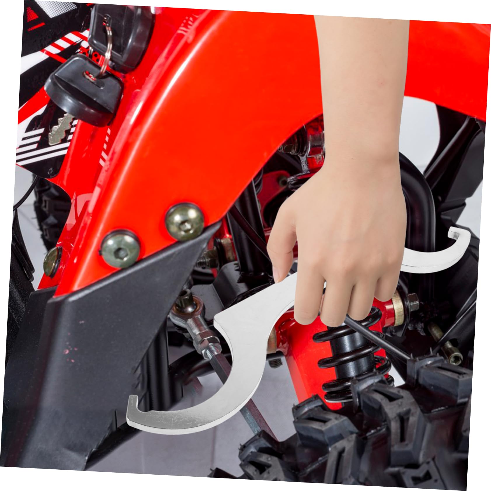 PRETYZOOM Coilover Adjustment Tool C-shape Spanner Wrench Pin Wrench for Motorcycle Atv Chrome Plated 68-87mm Dual Head