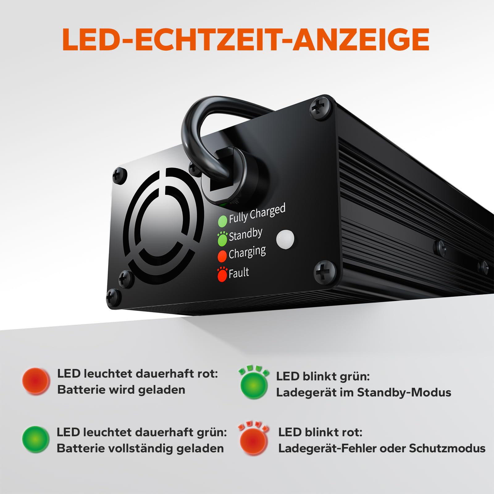 LiTime 12V 10A Batterieladegerät, 14,6V AC-DC LiFePO4 Lithium-Batterie-Ladegerät mit Anderson-Anschluss LED-Anzeige Ladegerät speziell für Deep-Cycle-Akkus für Womos, Häuser, Insel- & Solaranlagen
