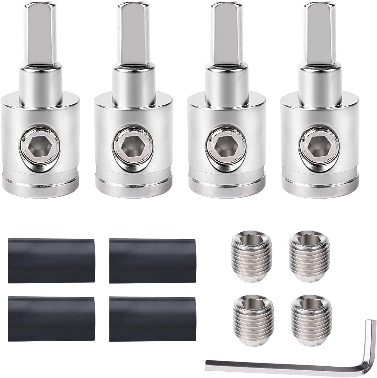 4PCS Heavy-Duty Car Stereo Audio Wire Reducer - 0 Gauge to 4 Gauge for Amp Input, AWG Pin Power & Ground Connection