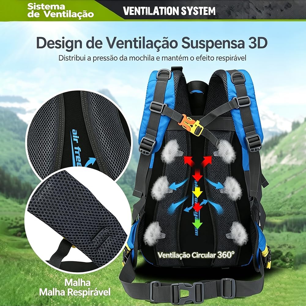 Mochila de trilha feminina e masculina 40L, à prova d'água, esportiva, resistente, mochila de viagem, mochila de montanha Mochila de trilha feminina e masculina 40L, à prova d'água, esportiva, resistente, mochila de viagem, mochila de montanha