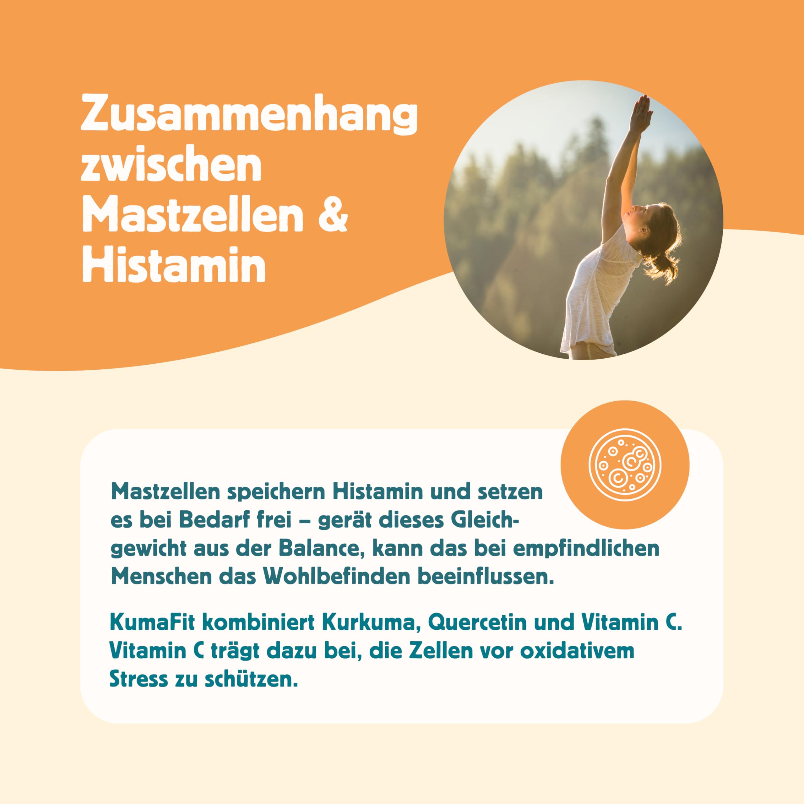 HistaNutri KumaFit – Kurkuma, Quercetin & Vitamin C, 90 Kapseln, auch bei Histaminintoleranz & Fructoseintoleranz geeignet, glutenfrei, laktosefrei, fructosearm, histaminarm & vegan - HistaFood