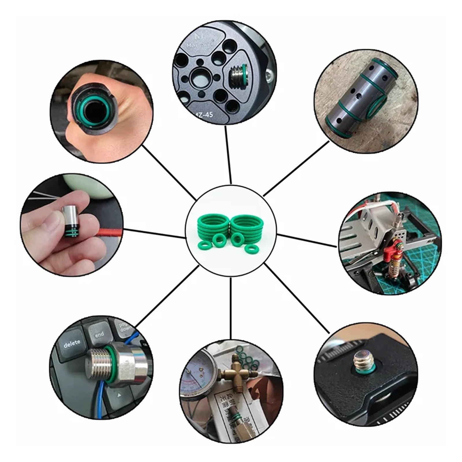 Rondella di tenuta, O-ring in gomma nitrilica, 1 pezzo di guarnizione di tenuta O-ring verde, distanziale in gomma fluorurata, rondella di tenuta resistente all'olio, spessore 8,6 mm, diametro esterno