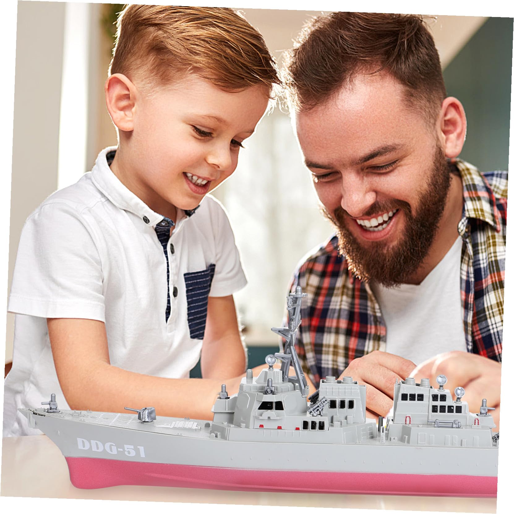 NOLITOY Maquette Bateau de Guerre en Plastique Blanc Modèle Navire Militaire pour Décoration de Chambre et Cadeau d'anniversaire Garçon