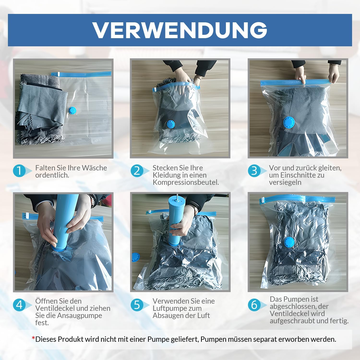Vacuum Bags for Clothes - Pack of 10 30 x 40 cm Reusable Clothing Storage Bags Vacuum Bags with Seal and Space Saving Travel Bags for Clothes, Duvets, Bedding etc