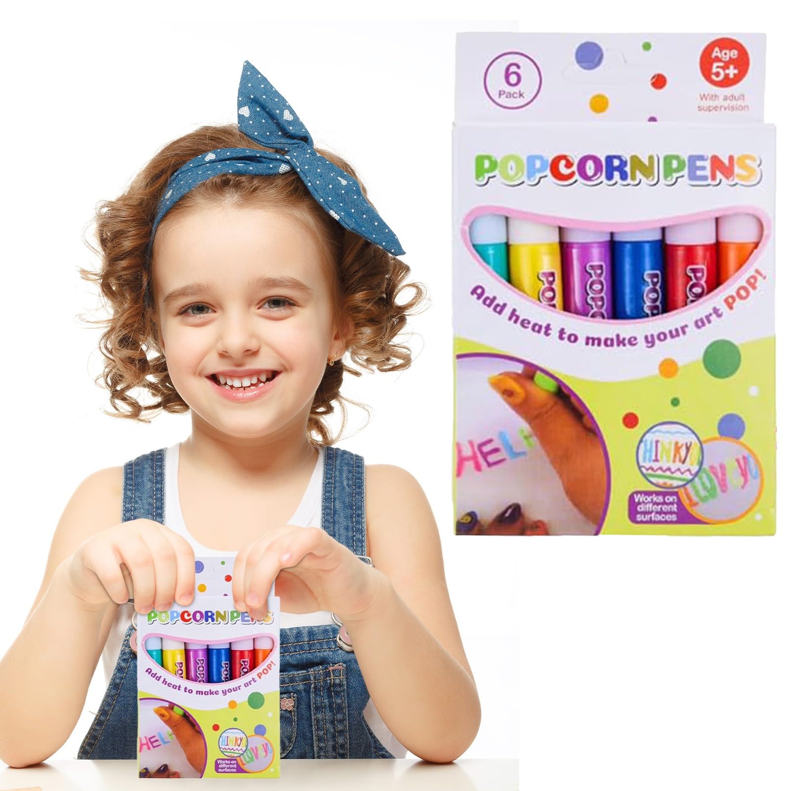 6Pcs 3D Puffy Popcorn Pens Creative Craft Graffiti Relief School Pen Set