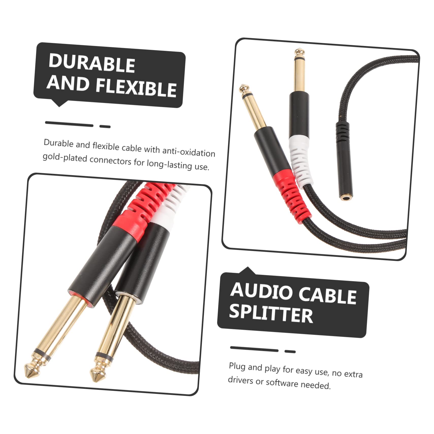 HOMSFOU 5pezzi Audio Cable Splitter Femmina Doppio Maschio Adattatore Audio Per Mixer e Chitarre Riduzione Del Segnale Alta Fedeltà