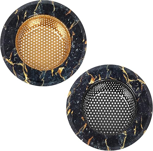 Antuoo Colador para fregadero de cocina, paquete de 2 cestas de drenaje de fregadero de acero inoxidable, coladores de fregadero para fregaderos de
