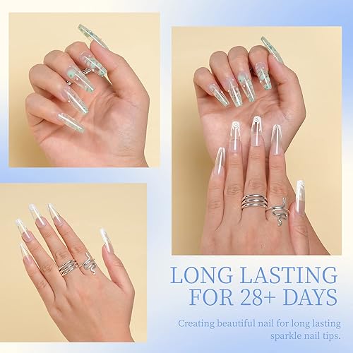 Miniatura 3 de ROSALIND Polvo de uñas acrílico transparente de 120 g4.23 oz para extensión profesional, polvo de polímero para tallado de uñas francés, no necesita