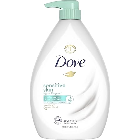 Dove Body Wash for Softer and Smoother Skin Sensitive Skin Effectively Washes Away Bacteria While Nourishing Your Skin, 34 oz
