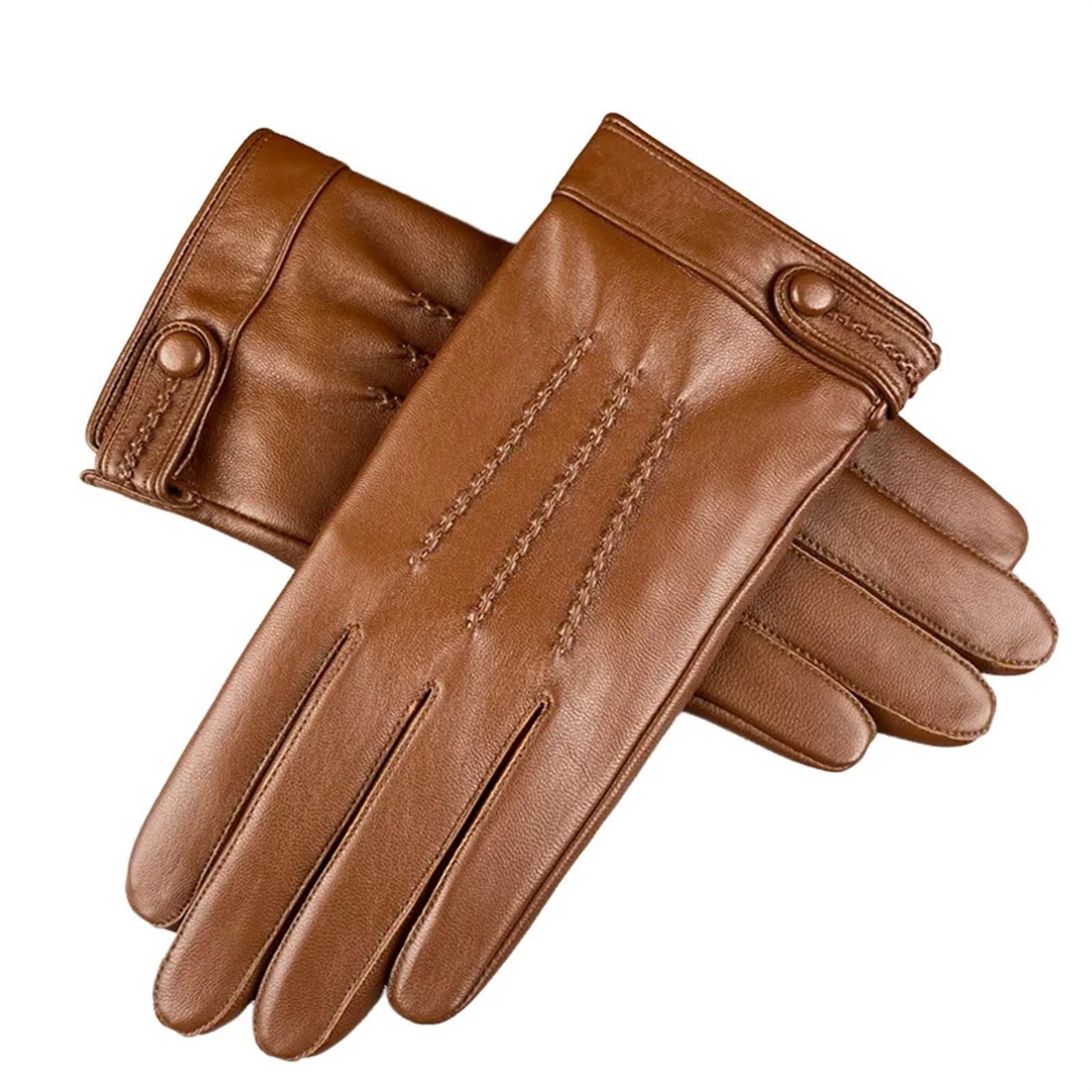 Guantes de cuero for hombre, otoño e invierno, resistentes al viento, cálidos, for negocios, con pantalla táctil, guantes dedo completo Guantes de Punto para Hombre
