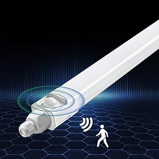 LED Feuchtraumleuchte 120cm, mit Bewegungsmelder, 36W 3600LM Röhrenlampe, Wannenleuchte, IP65 Kellerlampe, Verknüpfbar Feuchtraumlampe für Büro Treppe Garage, 4000K Neutralweiß