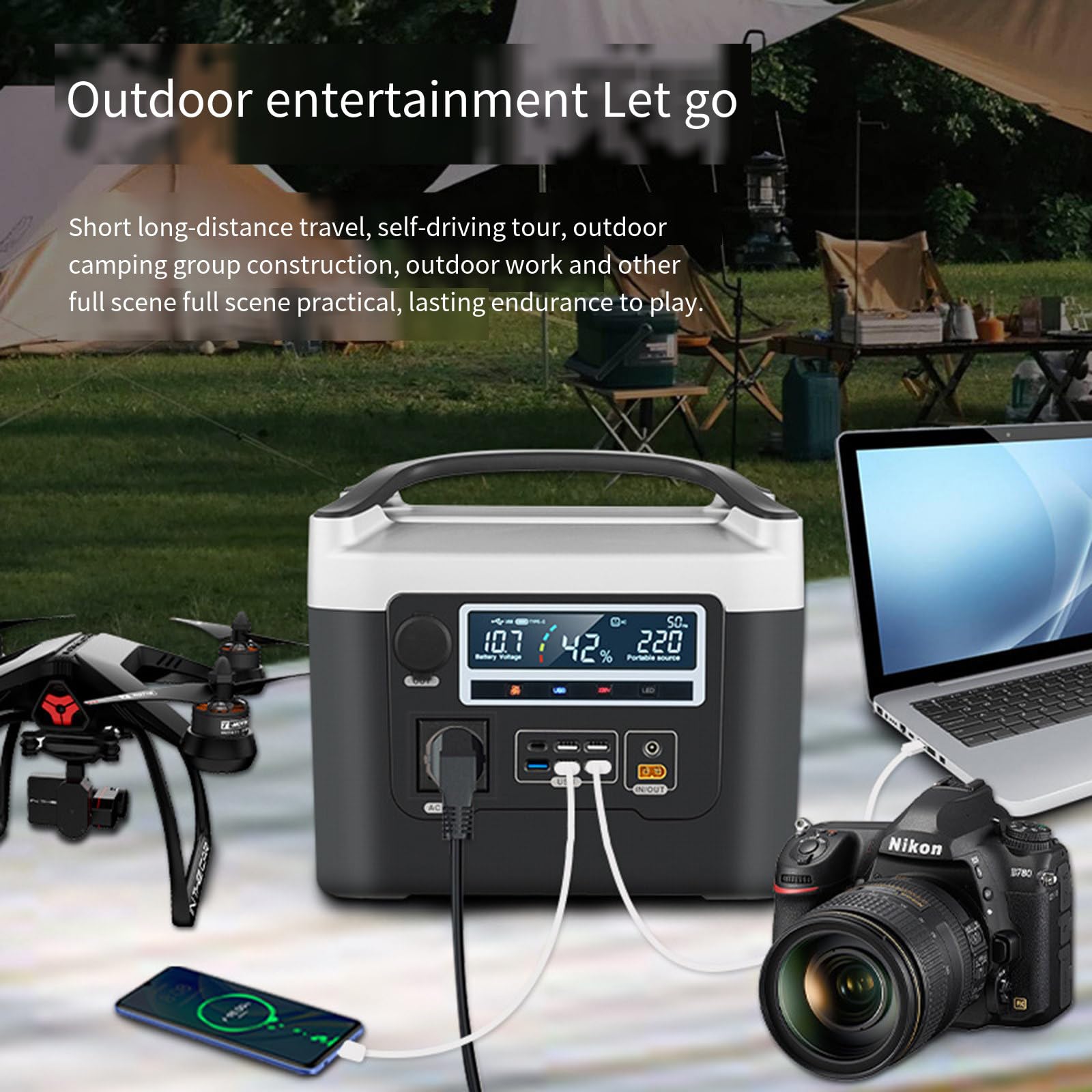 Alimentatore Mobile da 220 V, Batteria Esterna Portatile, Grande capacità, autoguida, Veicolo di Emergenza, casa, 800 W