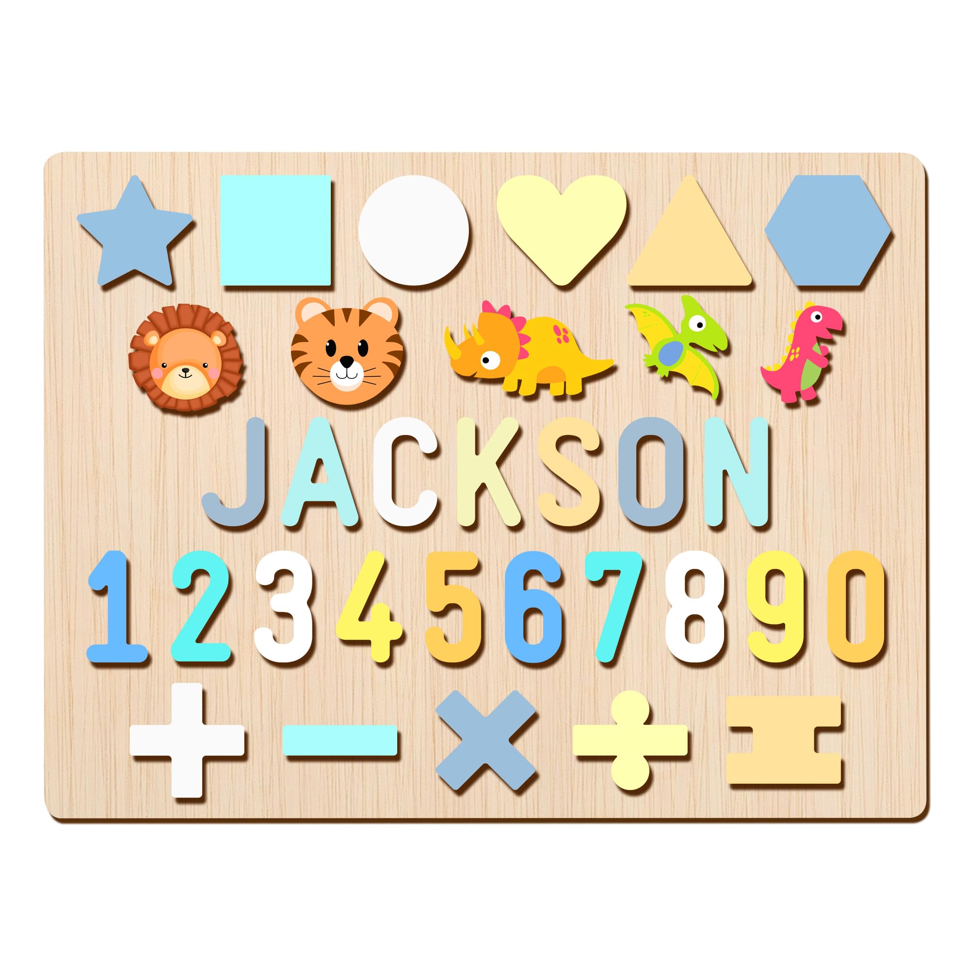 GifXify Personalised Name Puzzles - Custom Wooden Puzzles for Toddlers 1-3 - Customised Baby Gifts for Boys & Girls - Montessori Learning Toys for Baby's First Birthday, Christmas (Plus)