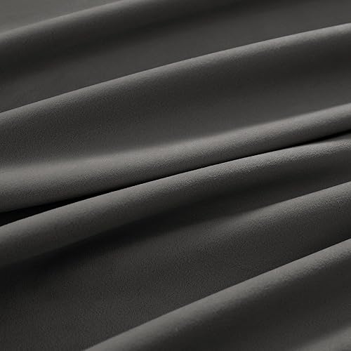 Miniatura 7 de Nanbowang - Cortinas de terciopelo gris oscuro de 84 pulgadas de largo - cortinas suaves con bolsillo para cortinero, con aislamiento térmico,