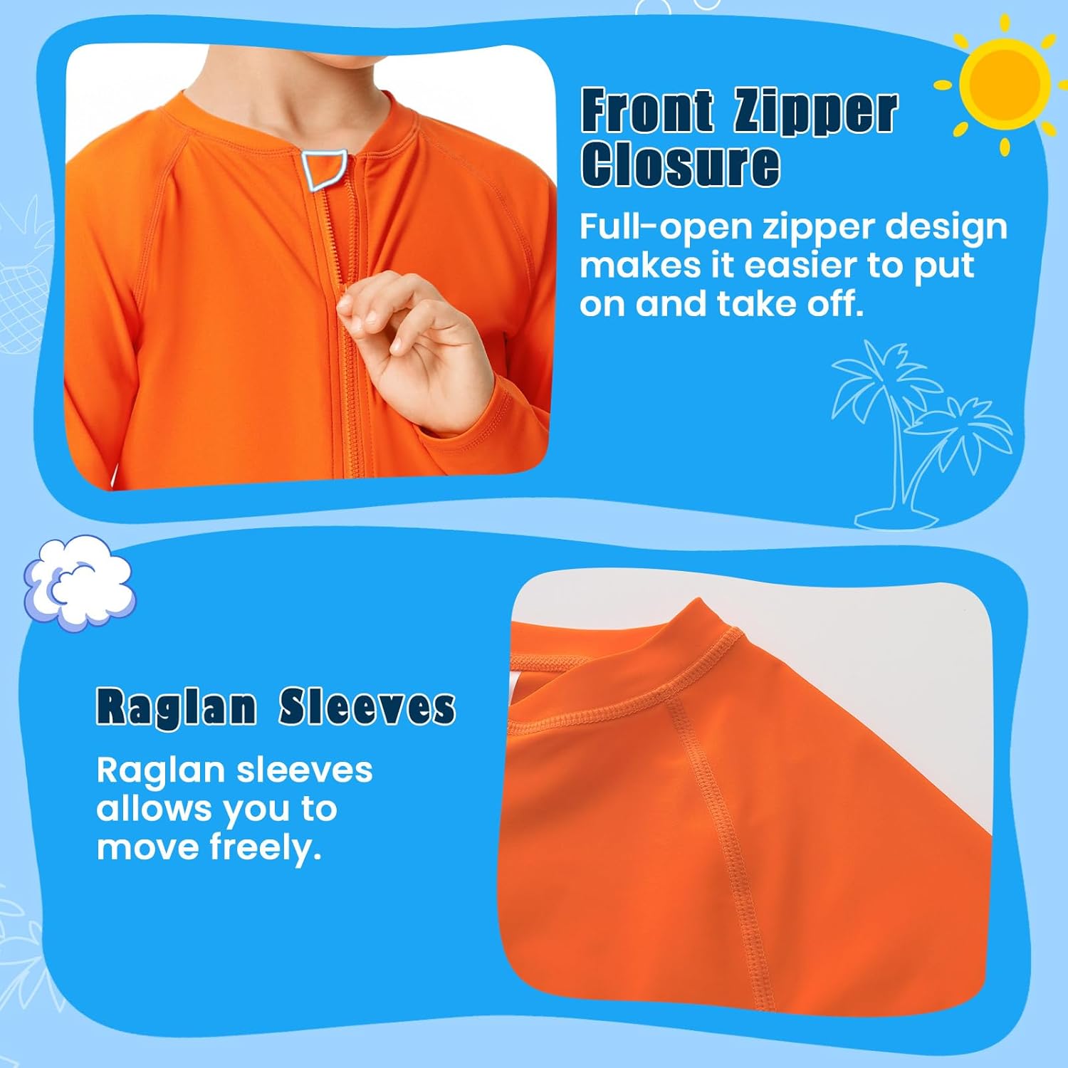 HODOSPORTS Boys UPF 50+ Rash Guard Swim Shirts with Zipper Long Sleeve Quick Dry UV Protection Sun T-Shirts - Image 5