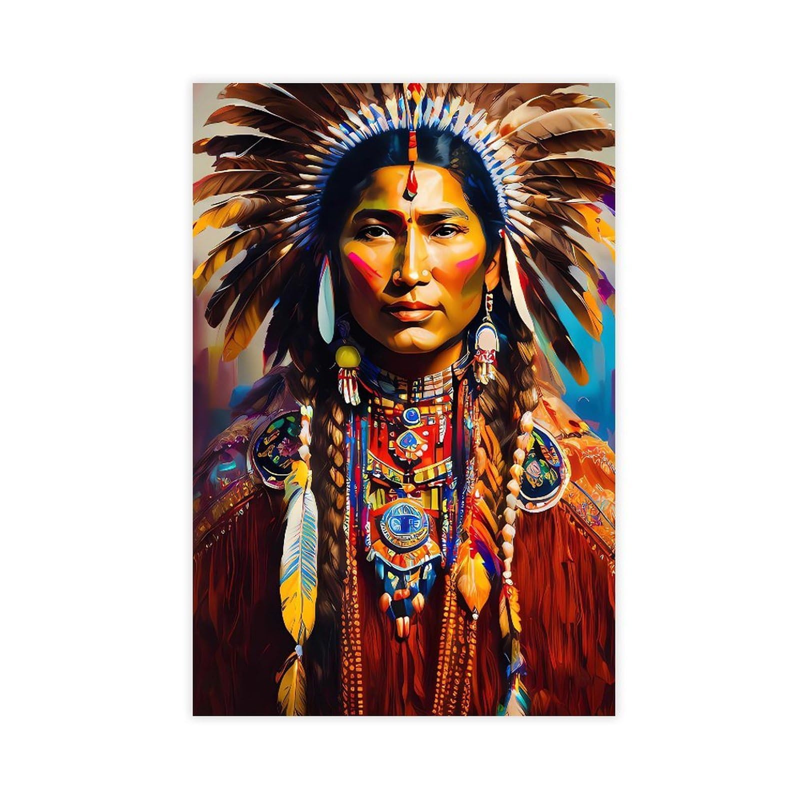 Qnvjqkdsi Unframe Native American Art (2) Canvas Poster Bedroom Decor Landscape Office Room Decor Gift 20" L X 30" W