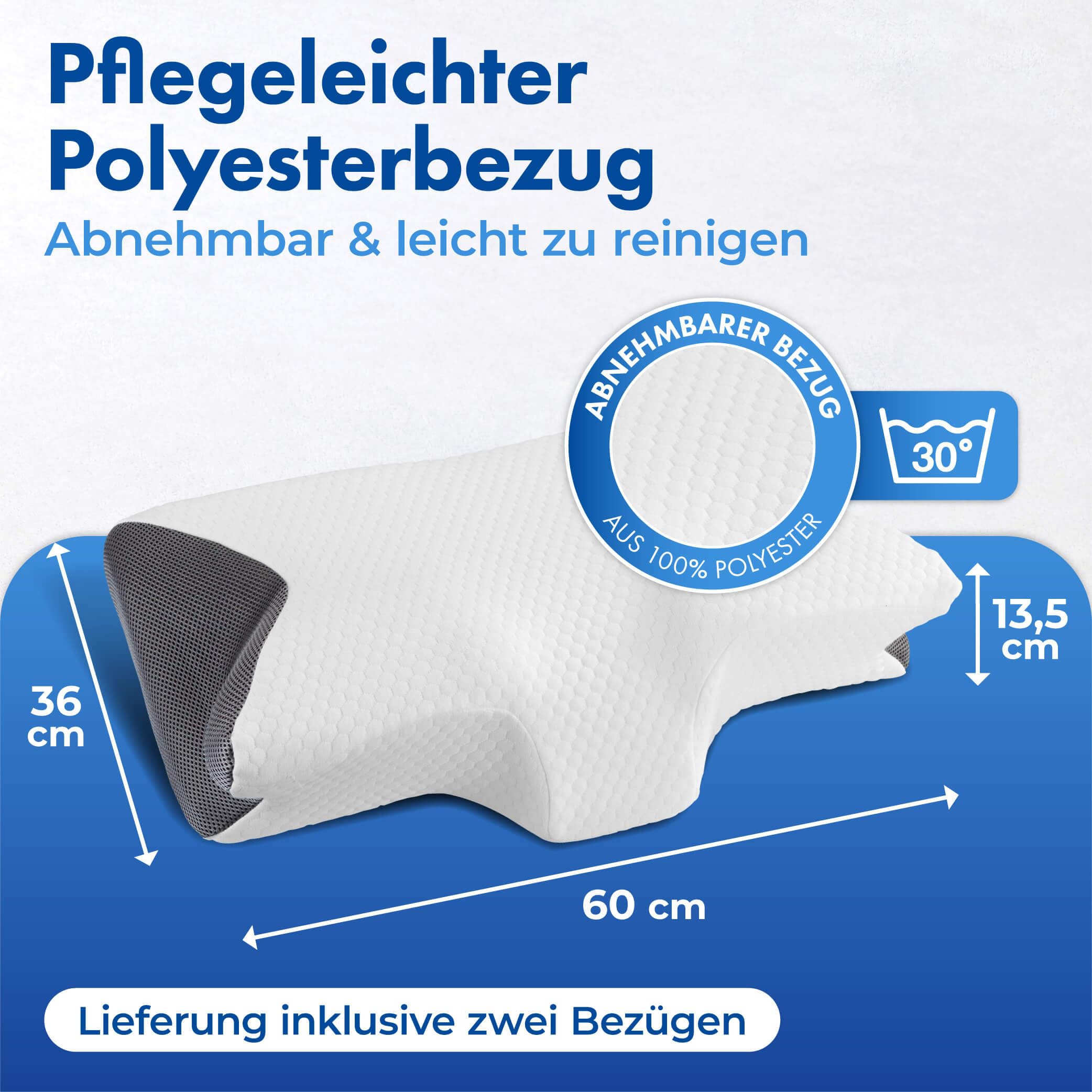 Maximex Cuscino per cervice, viscoelastico, in poliuretano, 60 x 13,5 x 36 cm