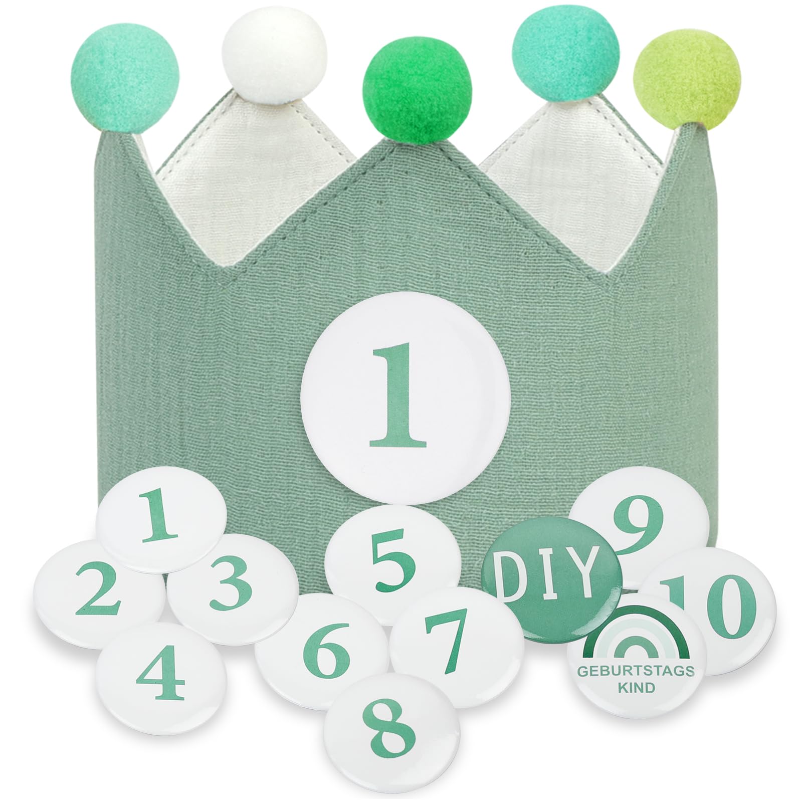 URAQT Birthday Crown for Kids, Reusable Party Hat Crown with Interchangeable Number from 1 to 10, Felt Happy Birthday Hat, Tiara Headbands Gifts for Boys Girls, Dark Green — image 1
