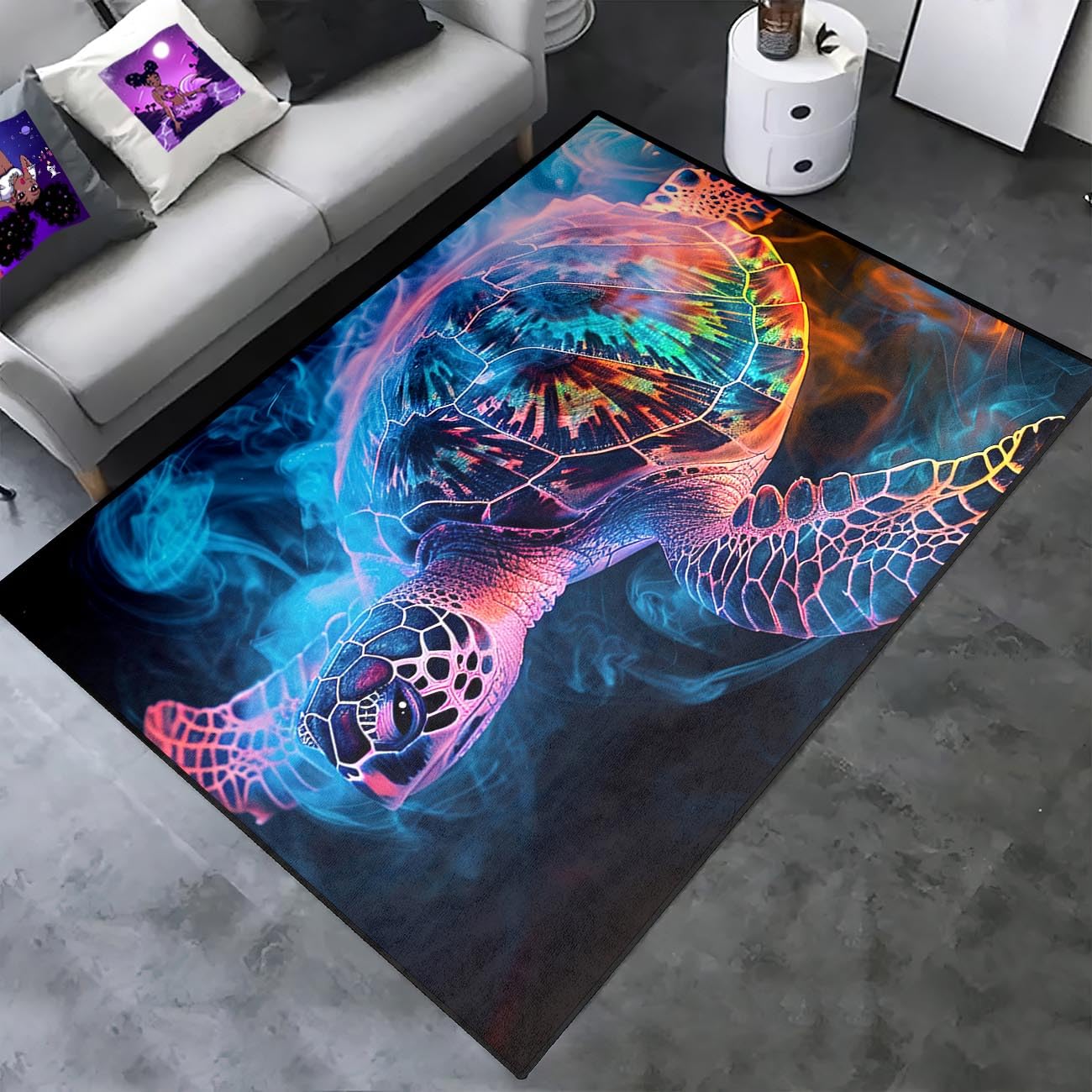 Sea Turtles Rugs - Seafloor Turtle Area Rugs for Kids 3'×5' Ocean Life Turtles Carpet Rugs for Bedroom Living Room Kids Room Decor Indoor Outdoor