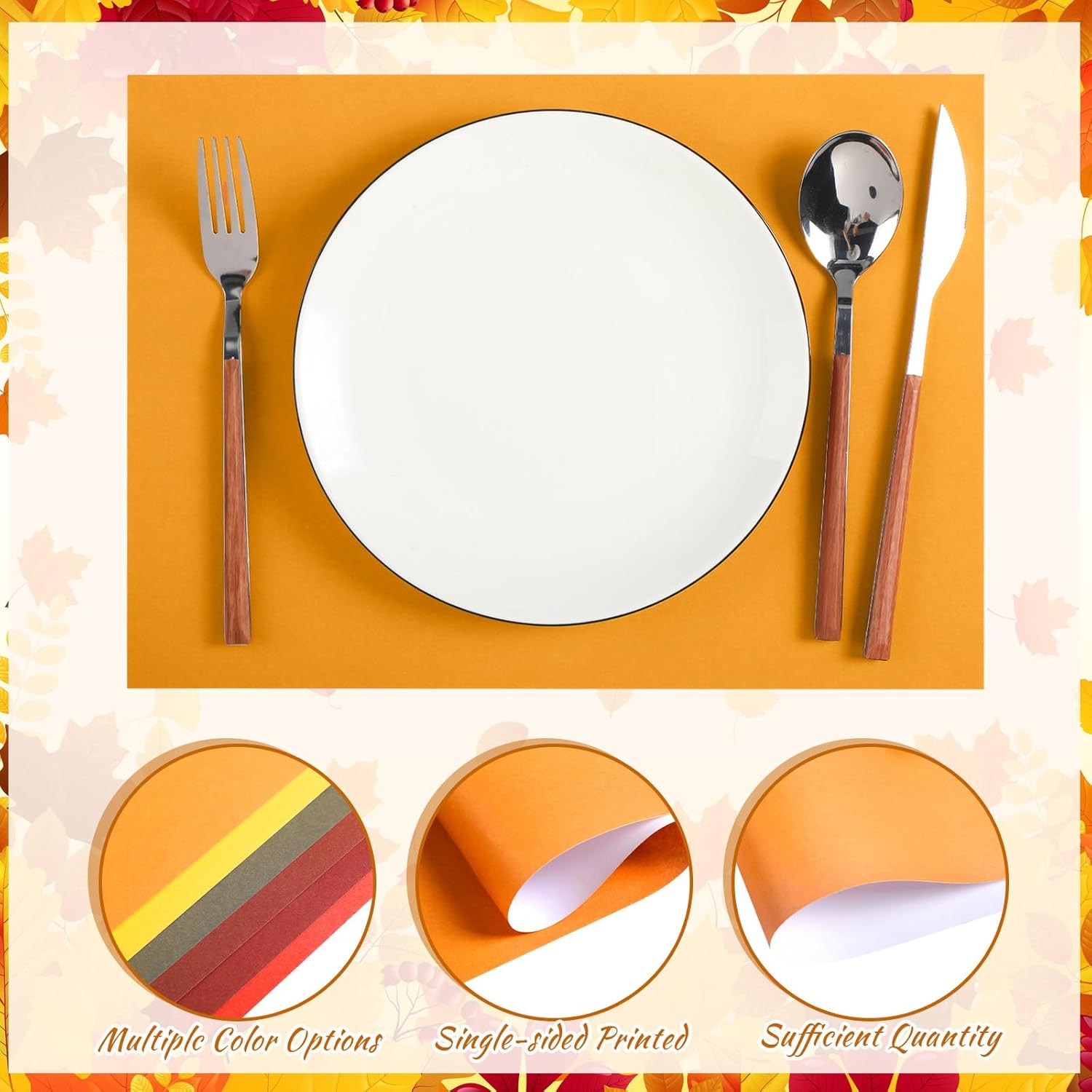 Fullhawl 240 Pcs Valentine's Day Paper Placemats Disposable Placemats for Valentine Galentine's Day Wedding Anniversary Table Setting Mat Dinner Brithday Party Decor, 10 x 14 Inch (Fall Color)