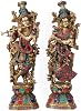 HomeAdri 29 Inches Large Flute Radha Krishna Statue Hindu God Religious Figurine Idol Turquoise Handwork Big Murti