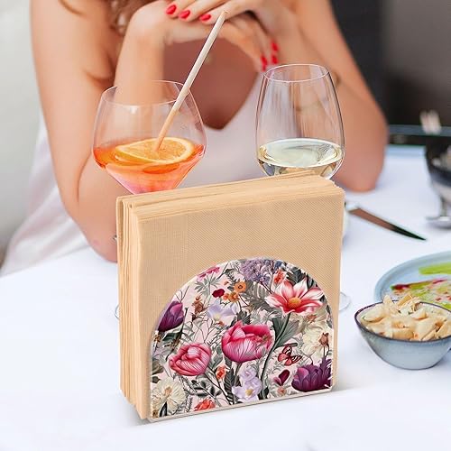 Miniatura 7 de Napkin Holder Rustic Floral Butterfly Napkin Holders for Tables, Clear Acrylic Napkin Holders Cocktail Napkin Holder for Kitchen Restaurant Bar Home