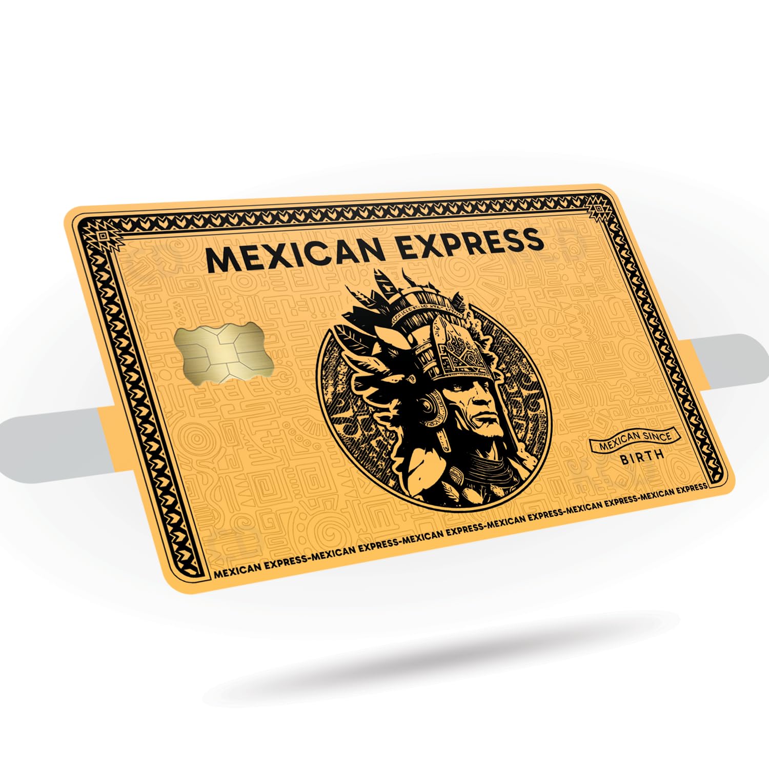 KCD Mexican Express Credit Card Skin - Gold or Silver Aztec Warrior Design - Sticker Decal Cover Wrap 3-Pack - CCS029 (Gold)