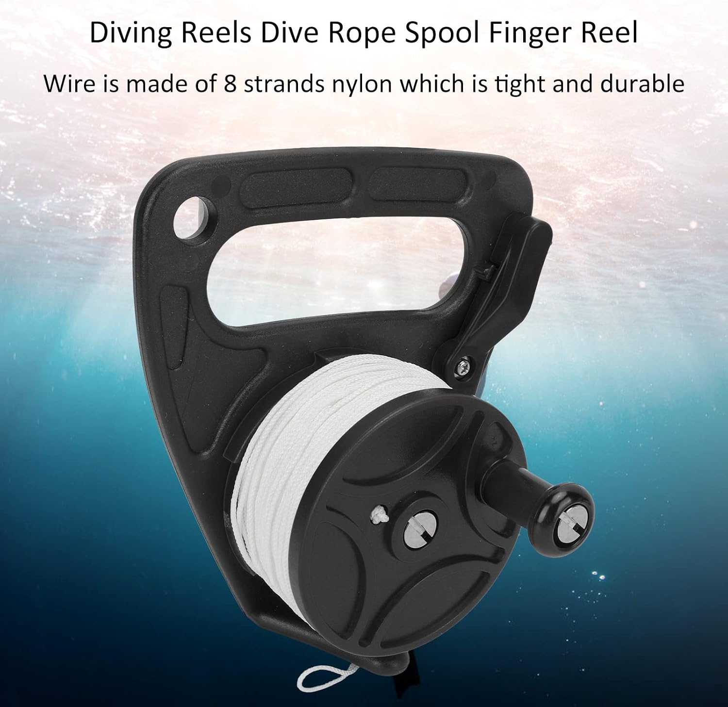 HERCHR Diving Reels, Dive Rope Spool Finger Reel 46m/150.9yd Multi Purpose Scuba DivingReel with 46m White Wire for Cave Exile Diving