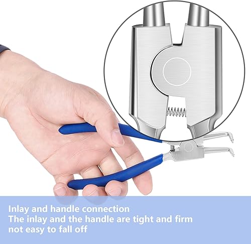 Miniatura 6 de Juego de alicates de anillo a presión, 4 alicates profesionales de 7 pulgadas internos externos rectos curvados con bolsa portátil