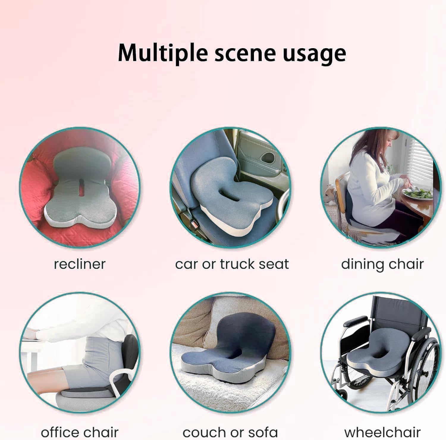 Celinva - Cuscino ortopedico per sedia da ufficio e auto, ergonomico in memory foam, a forma di L, con supporto lombare, per alleviare il dolore al coccige, per sedia da ufficio e auto (B-nero)