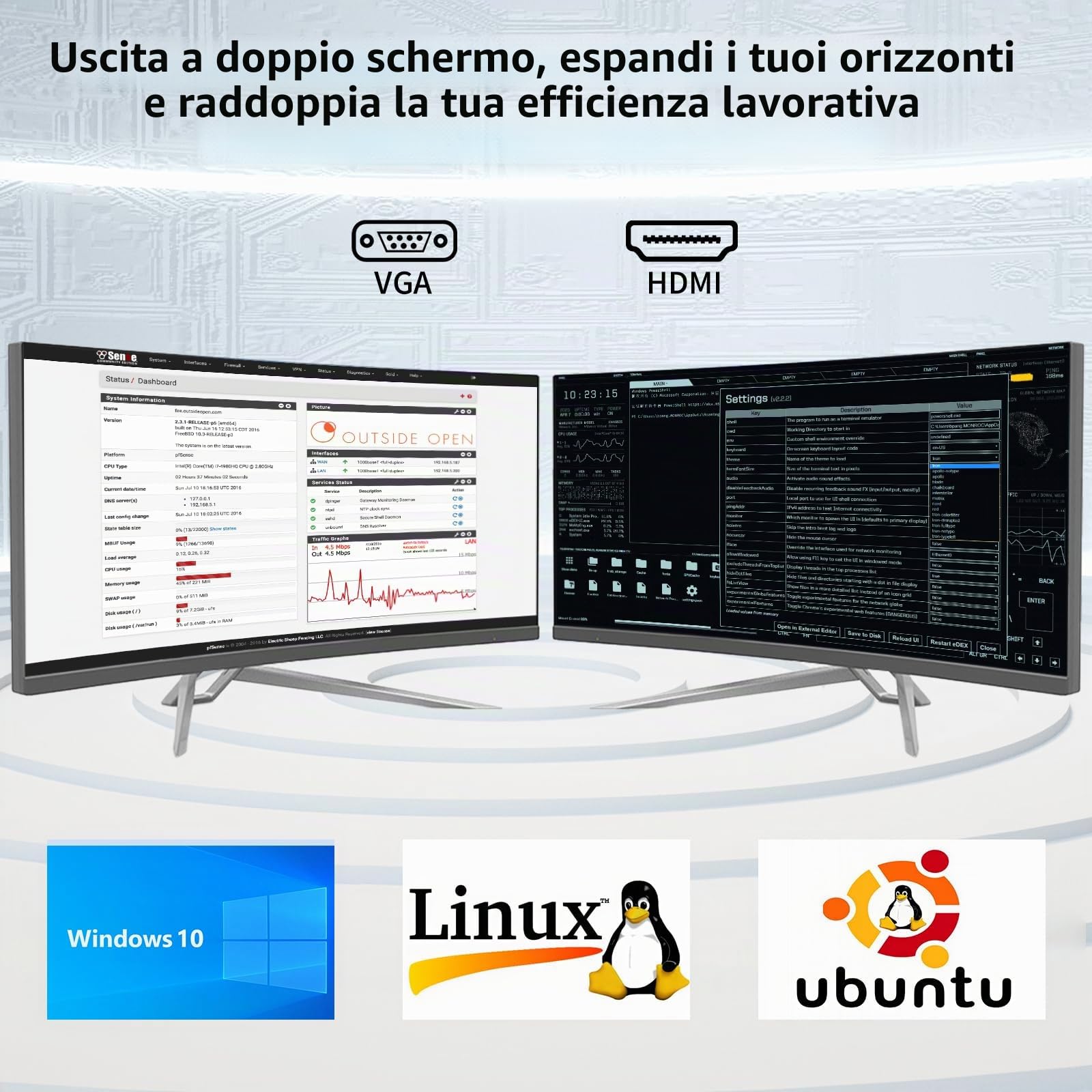 Mini PC Industriale, Computer Desktop Senza Ventola Core i7-5500U 2,4-3,0GHz, Windows 10 Pro, 16G RAM, 512G SSD, Doppia LAN, 6xCOM RS232, Modulo 4G, Porte HDMI/VGA, Accensione Automatica