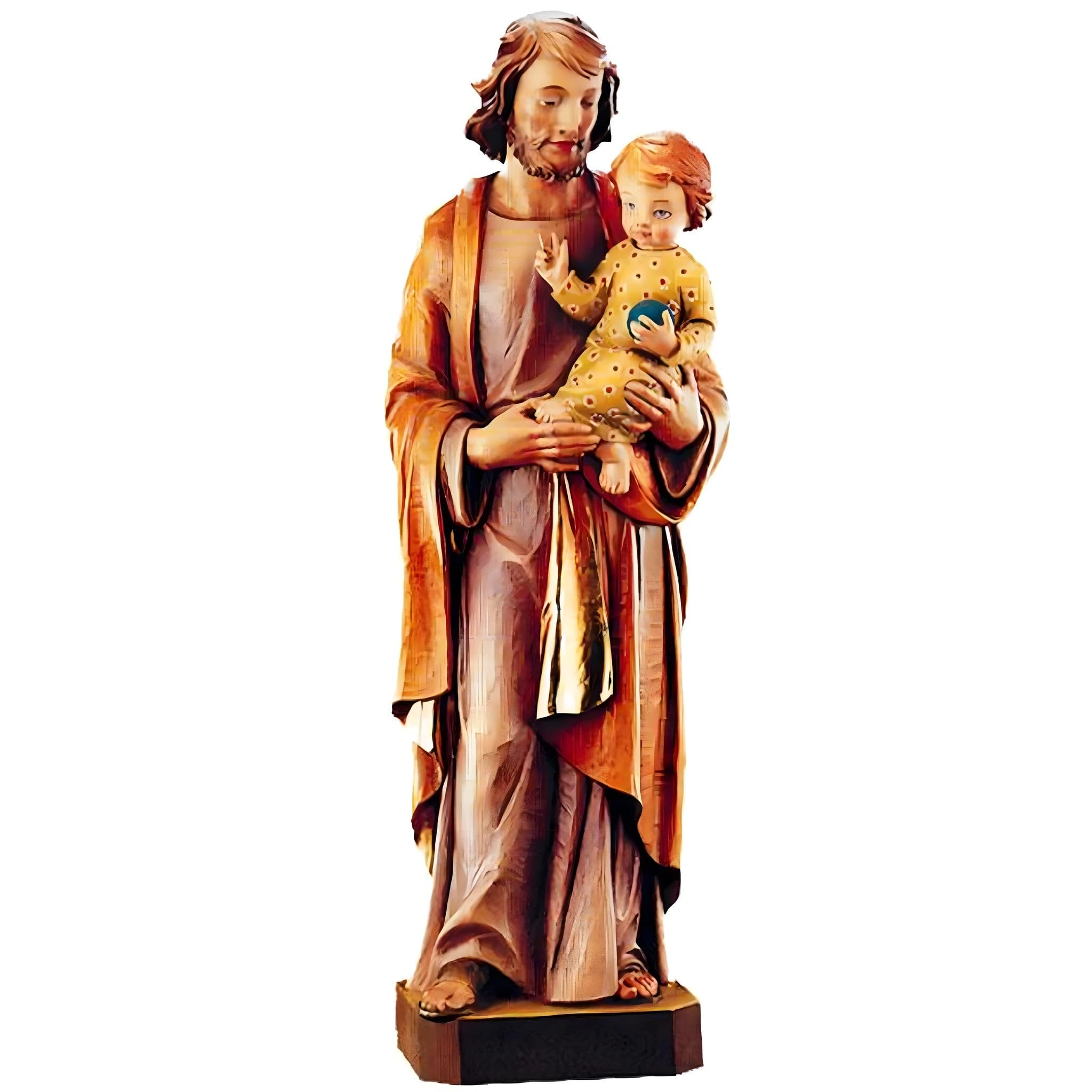 Saint Joseph with Child statue wood carved sculpture