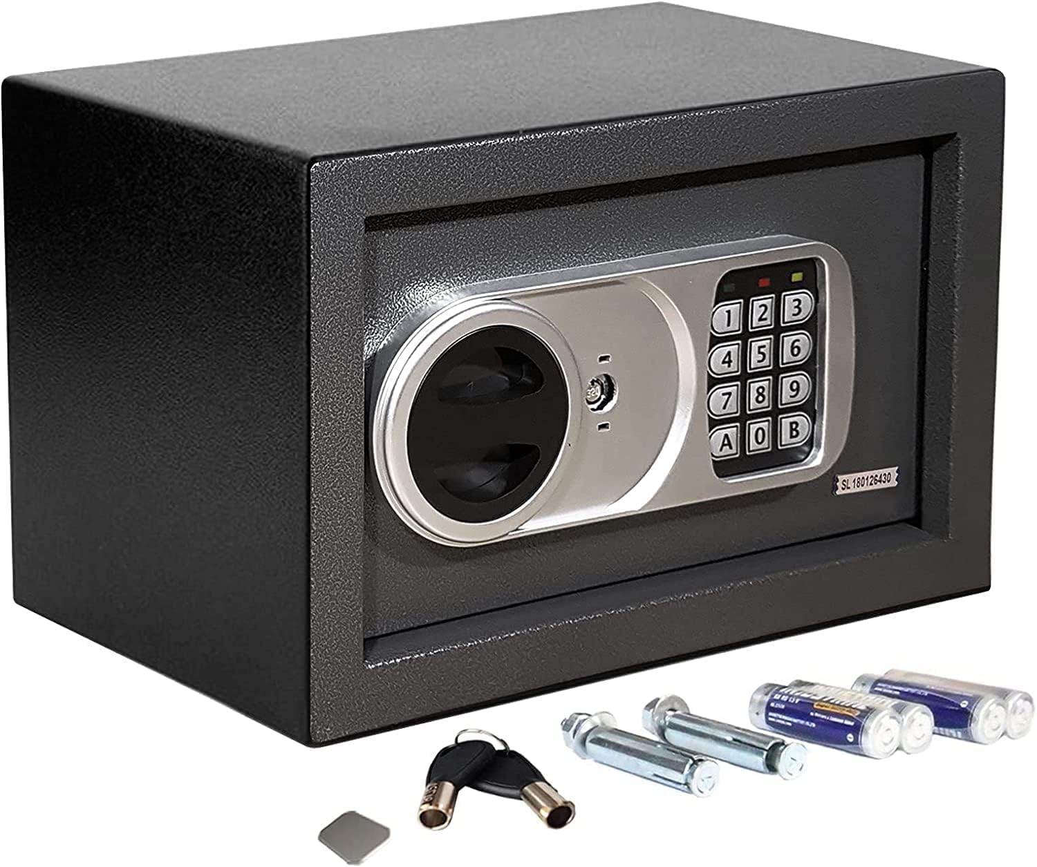 Floordirekt Safe Tresor für Zuhause, 16L 25H x 35B x 25T cm, Möbeltresor mit Schlüssel und Zahlenschloss, Kleiner Wandtresor, Geldtresor, Möbelsafe für Bargeld, Schmuck, Wertsachen (Safemaxx)