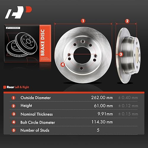 Miniatura 5 de A-Premium Rotores de freno de disco sólido trasero de 10.31 pulgadas (10.315 in) compatibles con modelos seleccionados de Kia y Hyundai, para