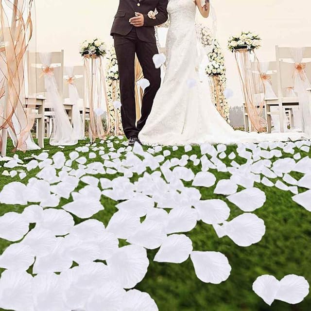 LinTimes 2000 PCS Rose Petals Artifical Silk Flower Petals for Marry Me Decorations, Fake Rose For Wedding Anniversary Valentine's Day Birthday - White