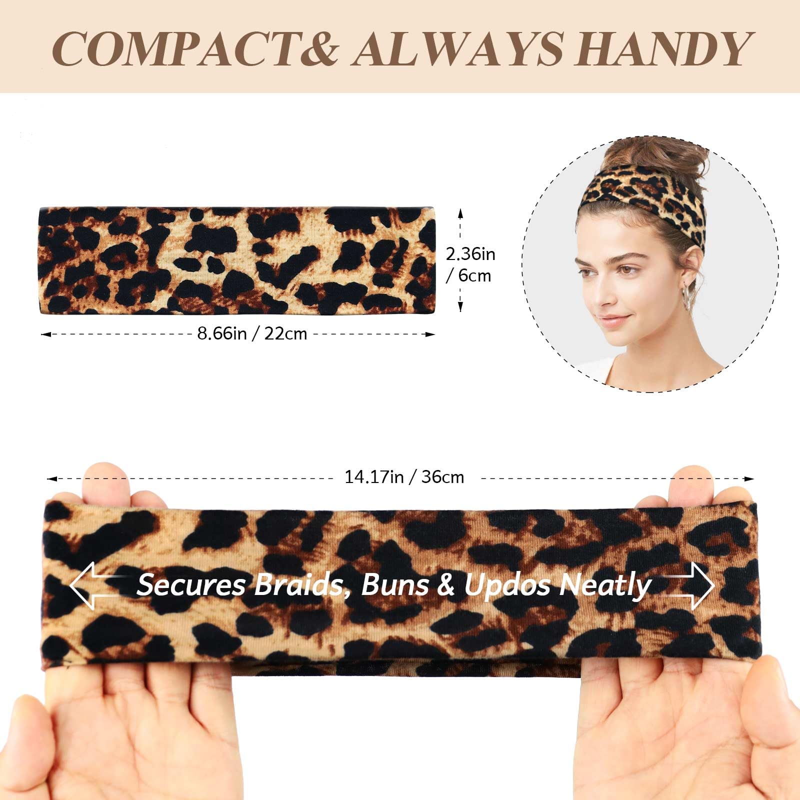 6 Fasce Elastiche Per Capelli Donna, Assorbenti E Antiscivolo, Per Sport, Yoga, Palestra, Corsa, Colori Assortiti, 19x9 Cm