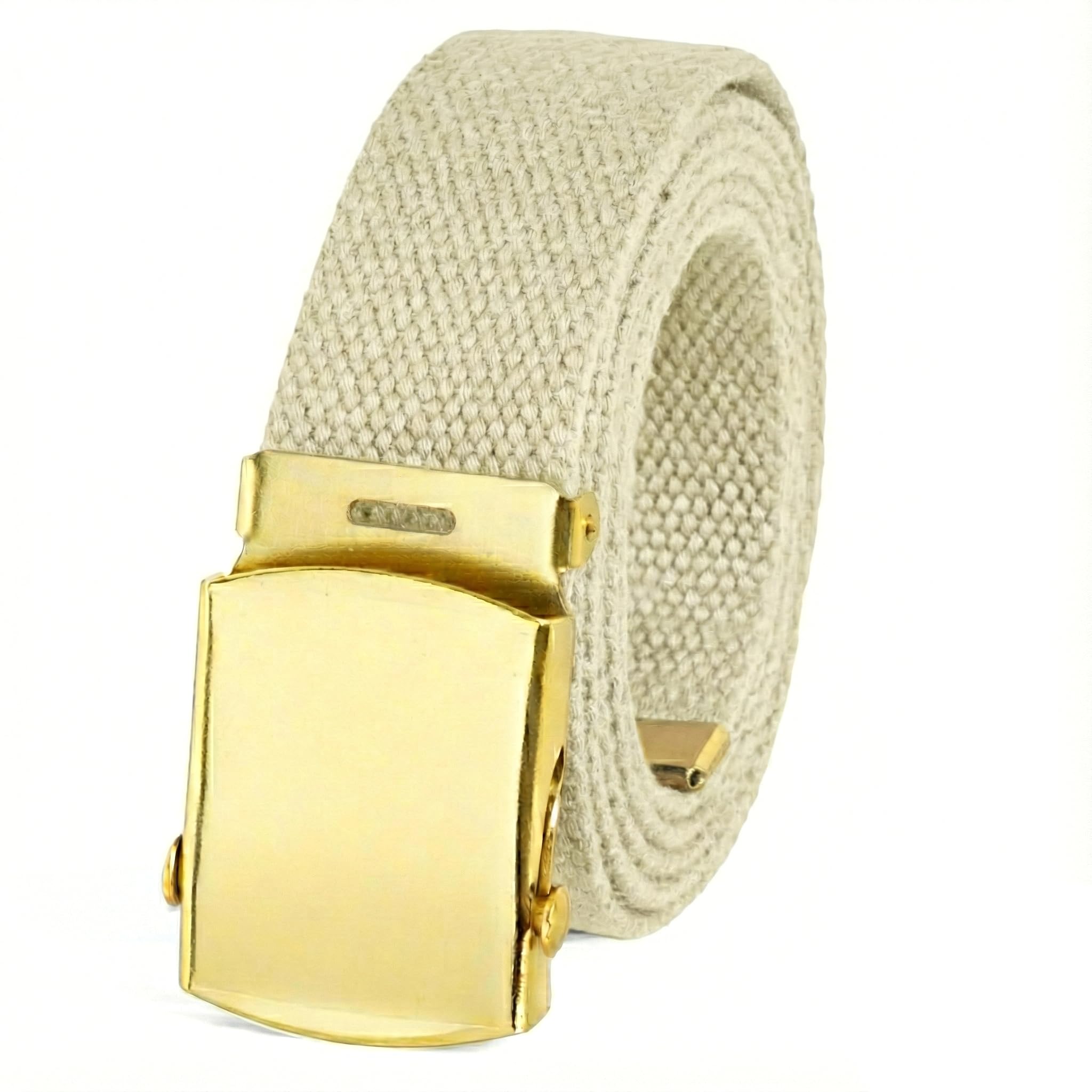 Canvas Web Belt Military Style with Brass Buckle and Tip 54" Long - Adjustable Cut To Fit Many Colors