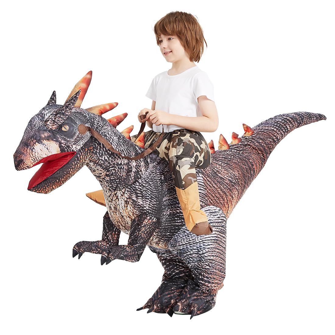 GOOSH Inflatable Dinosaur Costume Riding Stegosaurus for Kids Halloween Costumes Boys Girls Funny Blow up Costume