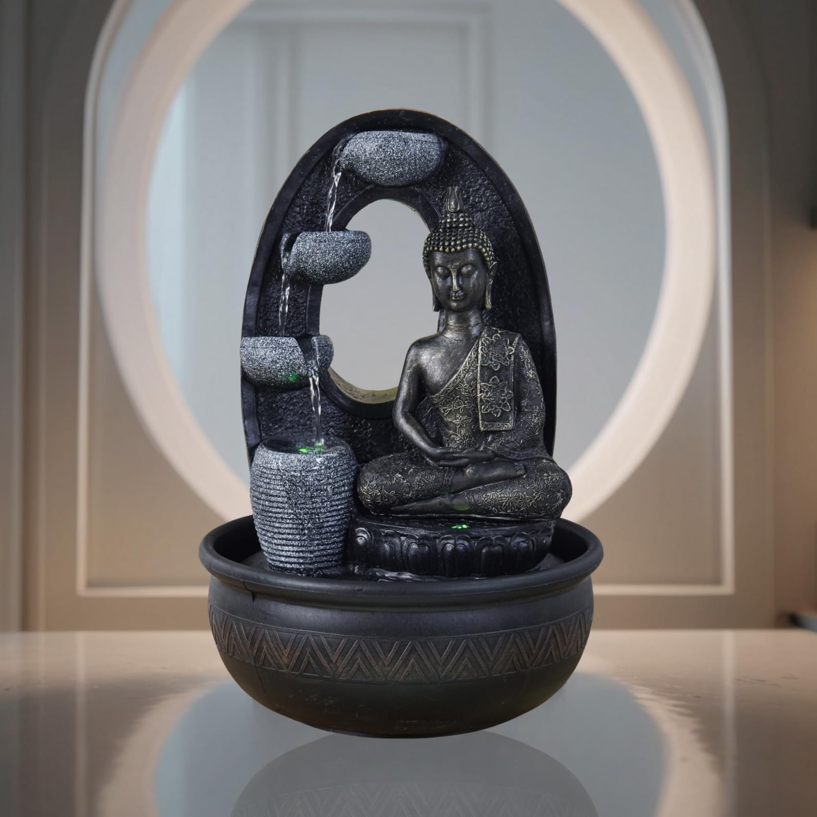 Zen'Light Harmonie fontanna z żywicy poliestrowej, czarna, 26 x 16 x 40 cm