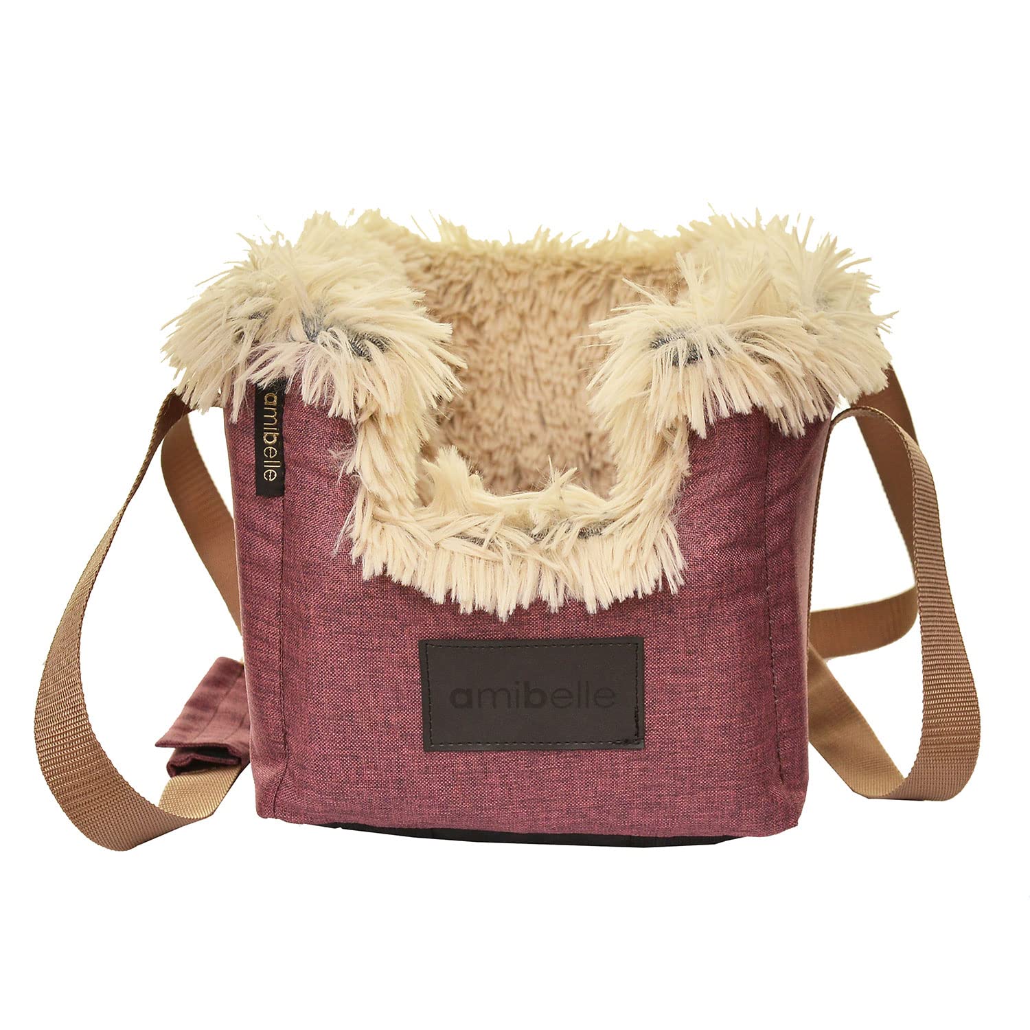 Hunde Armlehn Auto | Universal Autositz Waschbar Abriebfest, Autositz Hund für Mittelkonsol, Vordersitz, Beifahrersitz, Rückbank | Hundetasche, für Kleine Hunde | Farbe: Rotwein