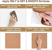 Vista 5 de Rollo de tablero de corcho de 0.118 pulgadas de grosor, tablero de corcho de 50 x 18 pulgadas para paredes, tableros de corchos autoadhesivos
