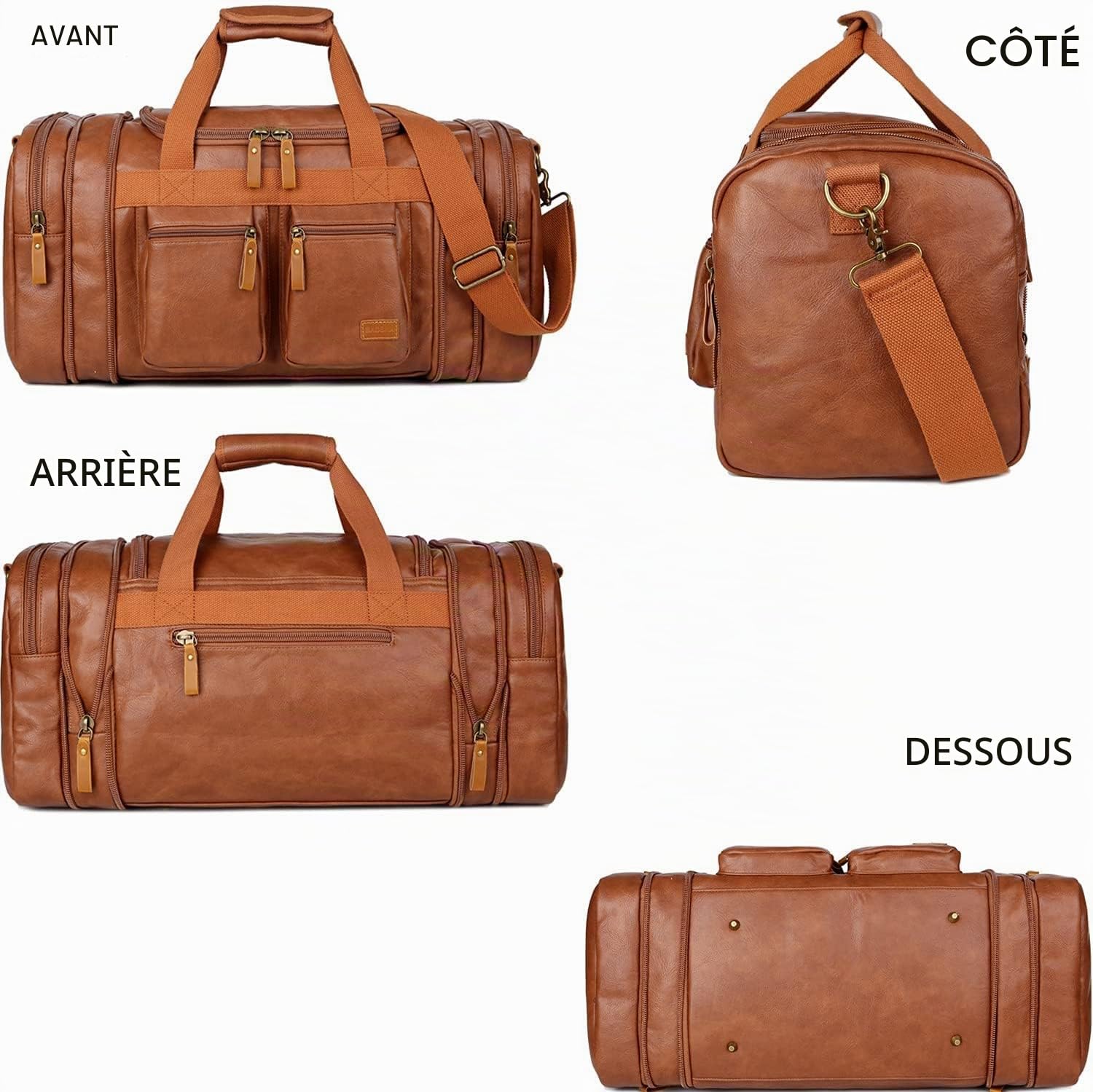 BAOSHA Sac de Voyage en Cuir PU Sacs à Main Week - End pour Hommes et Femmes Sacs de Voyage pour la Nuit Sac de Sport HB-21 (Marron)