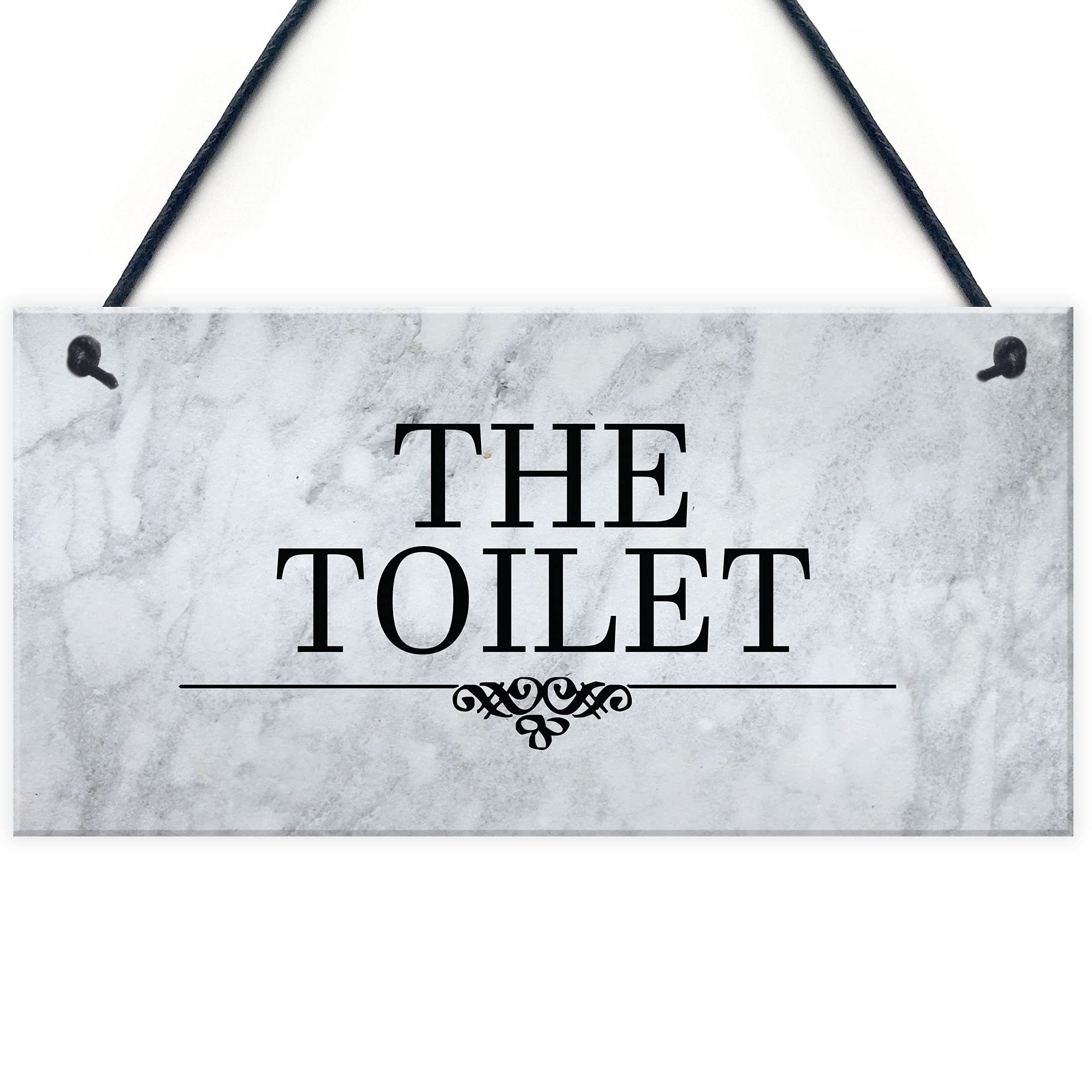 The Toilet Sign Marble Theme Hanging Bathroom Toilet Loo Sign Home Decor