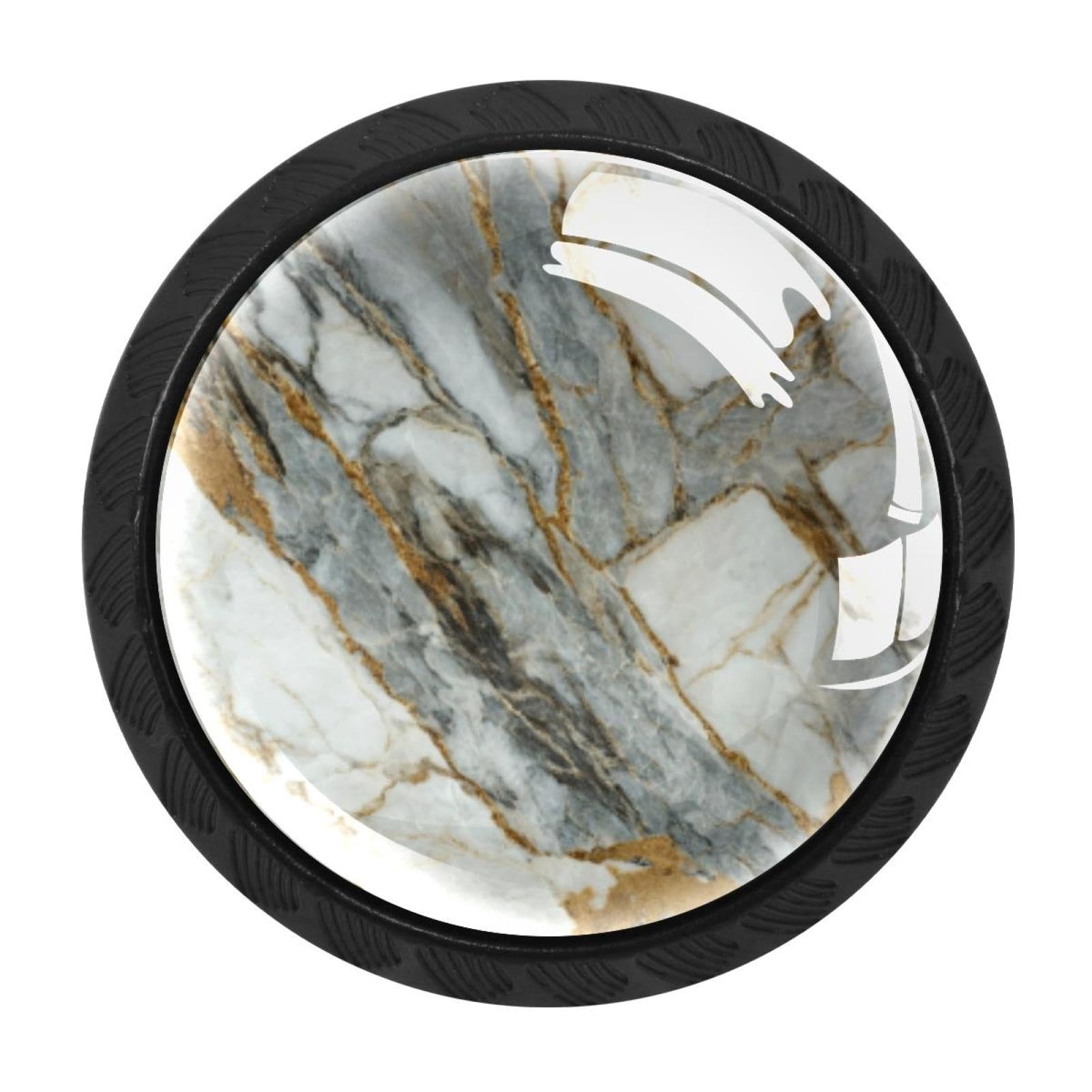 CHENZZZZ Marble White Drawer Knobs 4 Pack Crystal Dresser Knobs 35mm Glass Cabinet Knobs for Home Office Bathroom