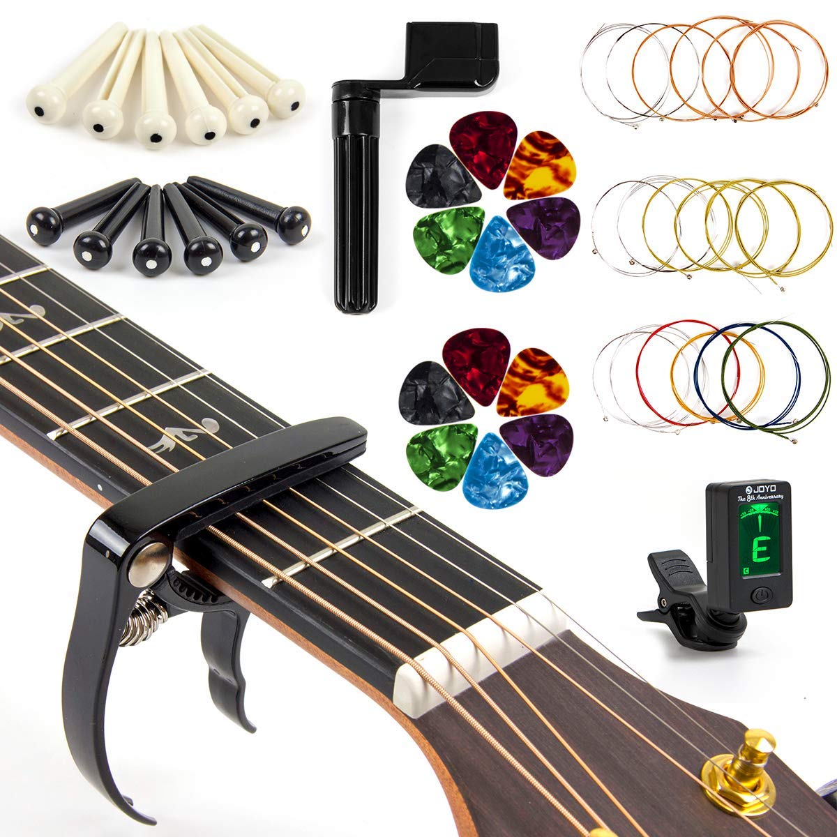 Mustang Acoustic Guitar Strings Changing Kit Tool Kit (Strings Tuner