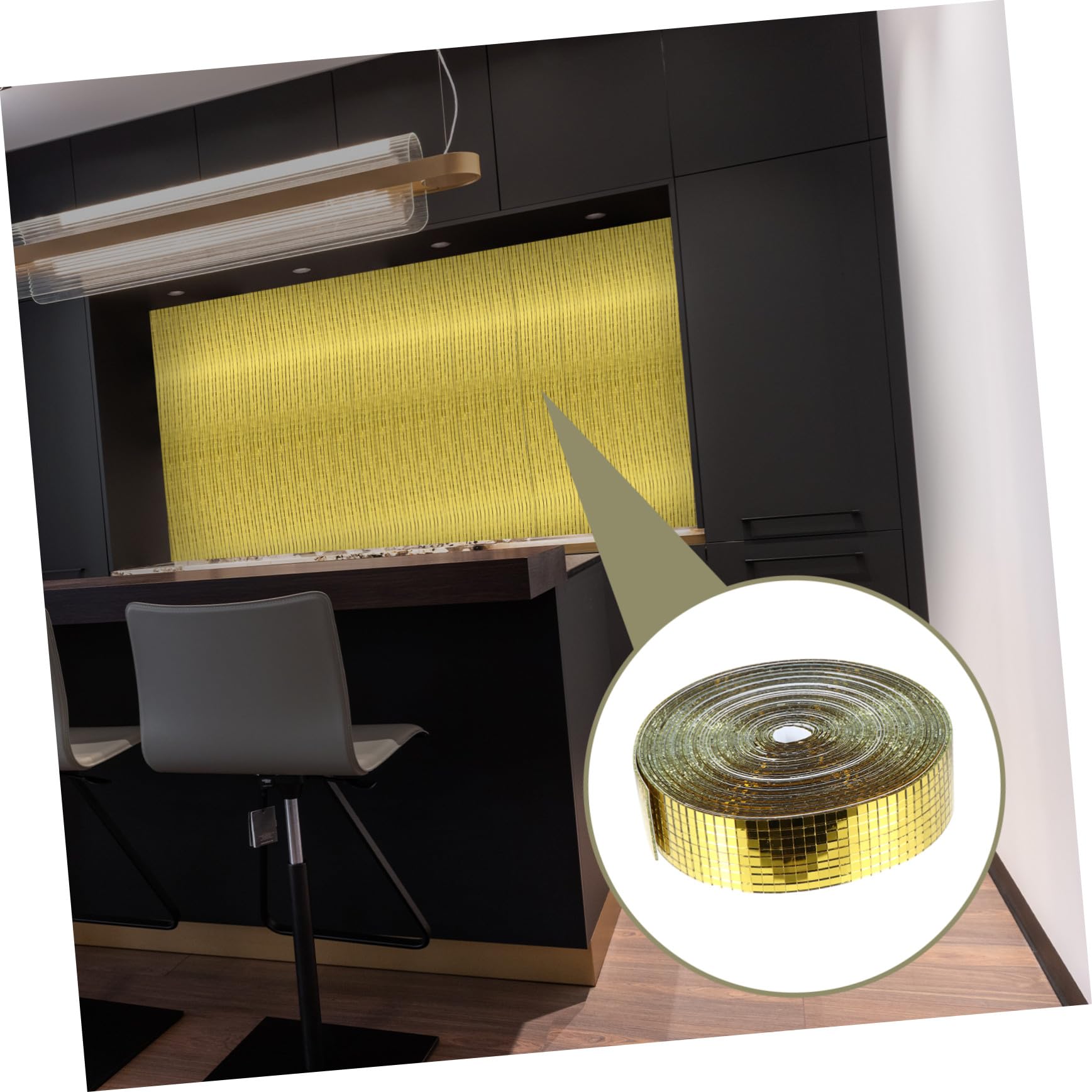 Mattonelle Adesive per Mosaico Specchio in Fibra di Vetro 10 Metri 5X5 MM Riflessi Luminosi Sorprendenti per Decorazione Pareti Ufficio e Hotel