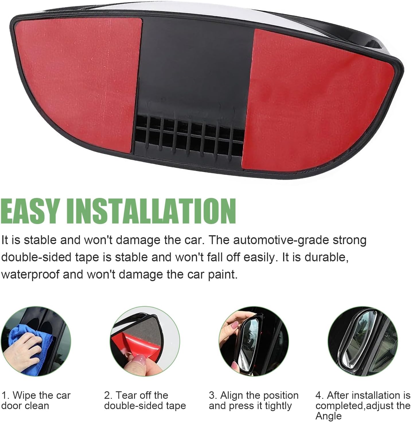 2 PCS Back Passenger Blind Spot Mirrors, Adjustable Wide Angle Side View Mirror with Convex Surface, Universal B-Pillar Blind Spot Mirror for Rear Seat Passengers (Black)