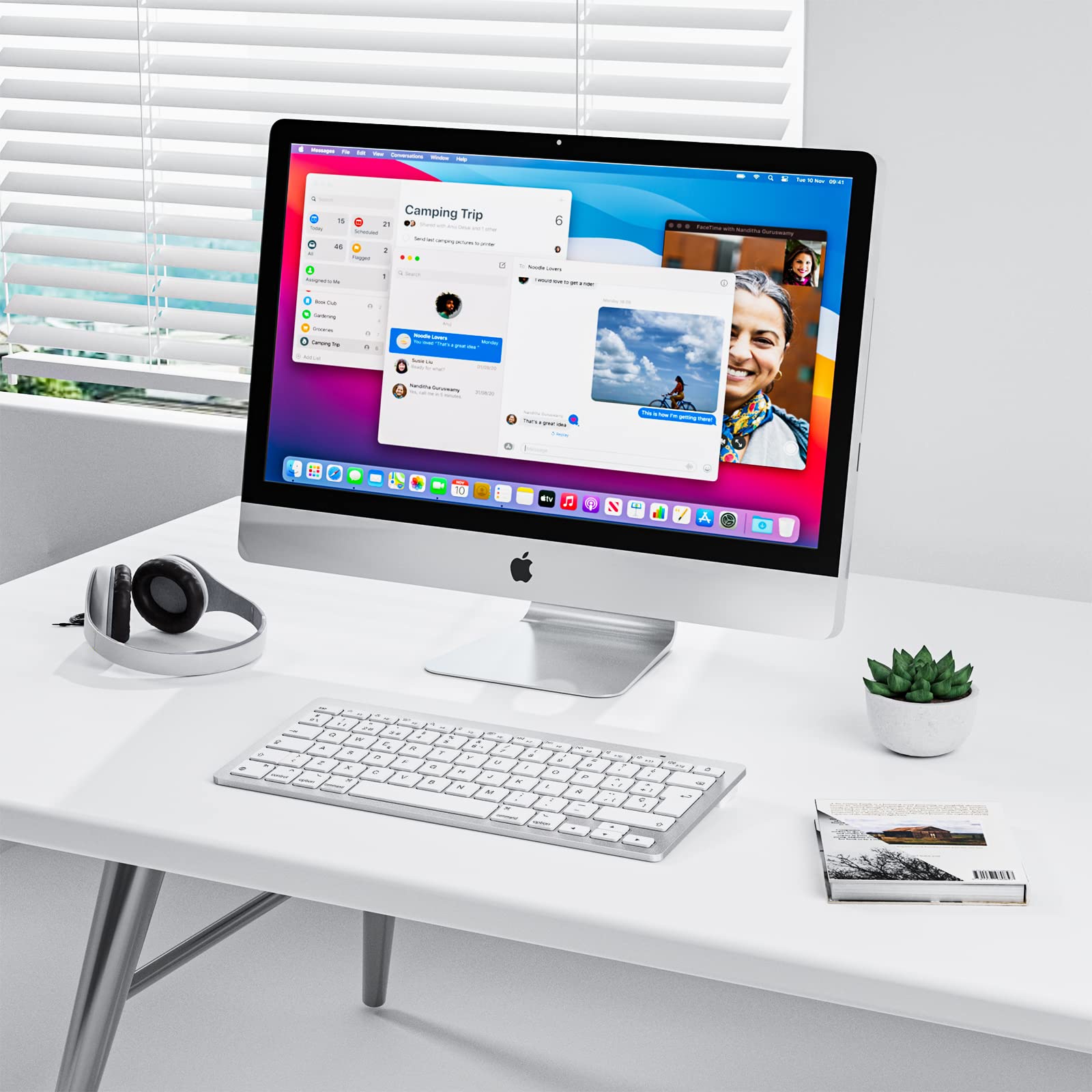 OMOTON Teclado Bluetooth para Mac Teclado inalámbrico para Apple MacBook Pro 13 14 16/ Air/Mini, iMac, iMac Pro, Mini, QWERTY Español Layout, 2*AAA Battery, Diseño específico para Mac, Plata