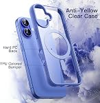 JETech Magnetic Case for iPhone 16 6.1-Inch Compatible with MagSafe, Shockproof Phone Bumper Cover, Solid Color Matte TPU Frame, Anti-Scratch Clear Back (Ultramarine)